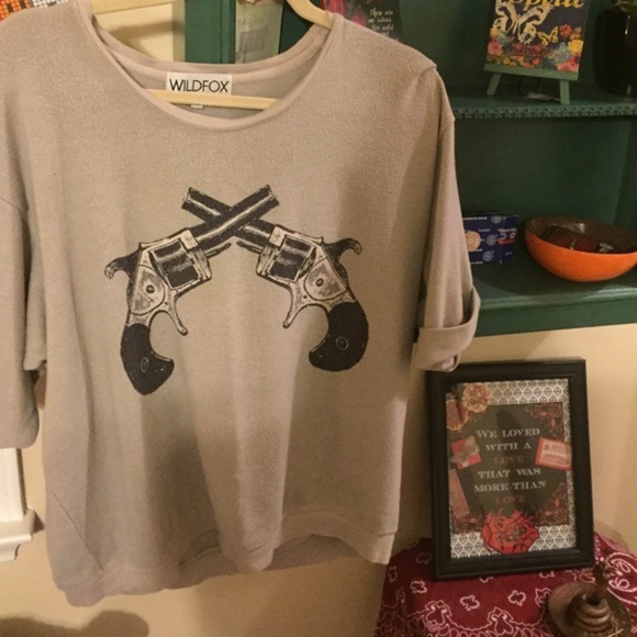 Wildfox Double Guns Sweater, Ghost Nude, S - Picture 2 of 2